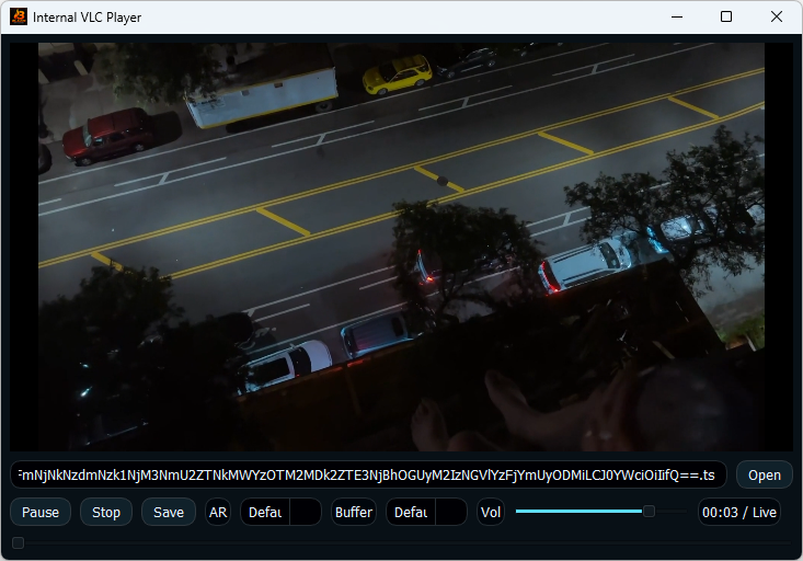 VLC IPTV Player for Windows internal playback screen in BLAZIN IPTV Player